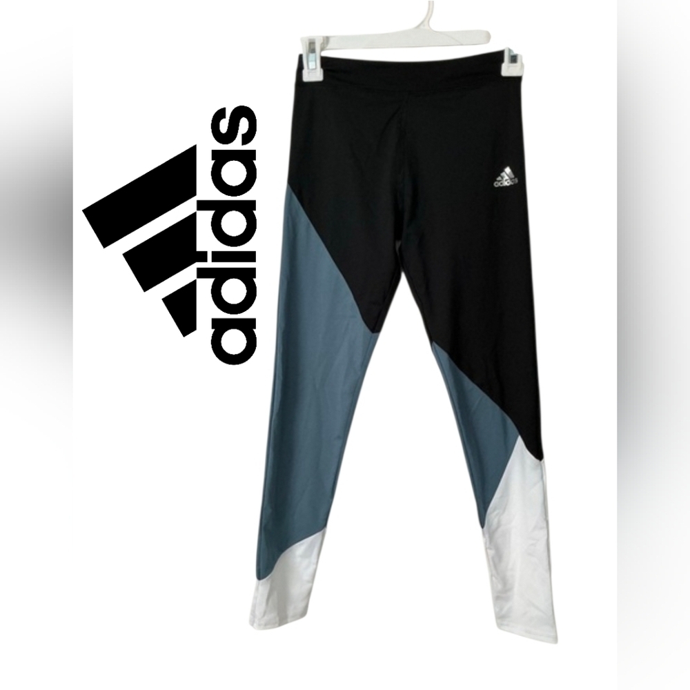 Adidas Kids Tri-Tone Leggings - Black, Gray, White Sz 10-12